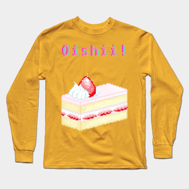 Kawaii Pixel Oishii Dream Dessert ( strawberry Shortcake ) Long Sleeve T-Shirt by OMC Designs